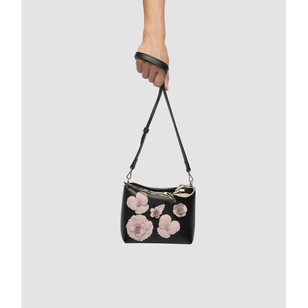 Erdem Mini Bloom Bag in Black Flower Applique Leather | Mini Bags | Luxury Shoes 