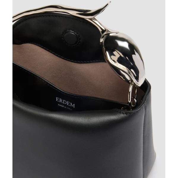 Erdem Mini Bloom Bag in Black Leather and Silver | Mini Bags | Luxury Shoes 