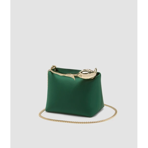 Erdem Mini Bloom Bag in Forest Green Satin | Mini Bags | Luxury Shoes 