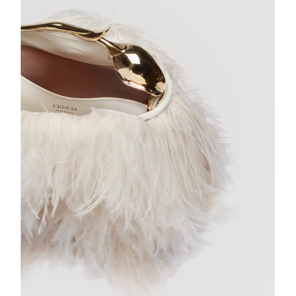 Erdem Mini Bloom Bag in White Feathers | Mini Bags | Luxury Shoes 