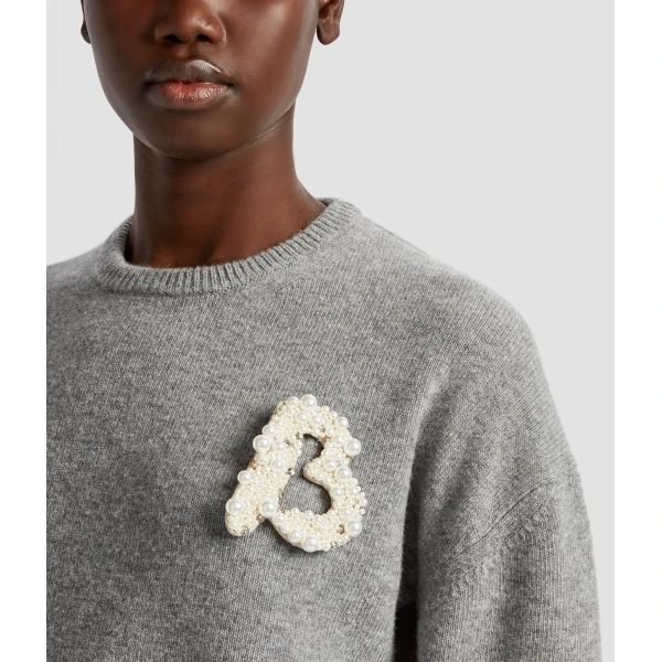 Erdem Pearl Alphabet Brooch B | Brooches & Pins | Luxury Shoes 