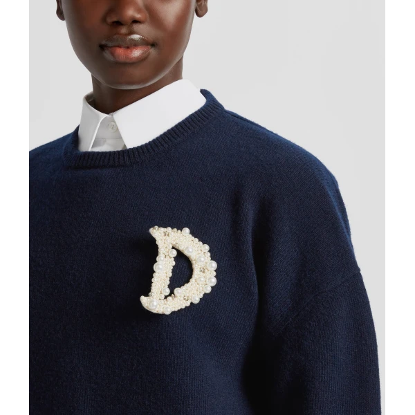 Erdem Pearl Alphabet Brooch D | Brooches & Pins | Luxury Shoes 