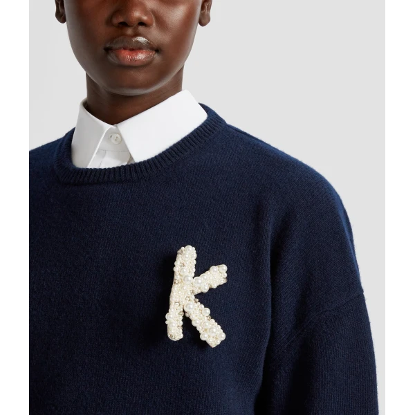 Erdem Pearl Alphabet Brooch K | Brooches & Pins | Luxury Shoes 