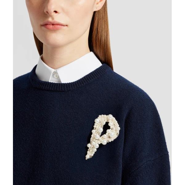 Erdem Pearl Alphabet Brooch P | Brooches & Pins | Luxury Shoes 