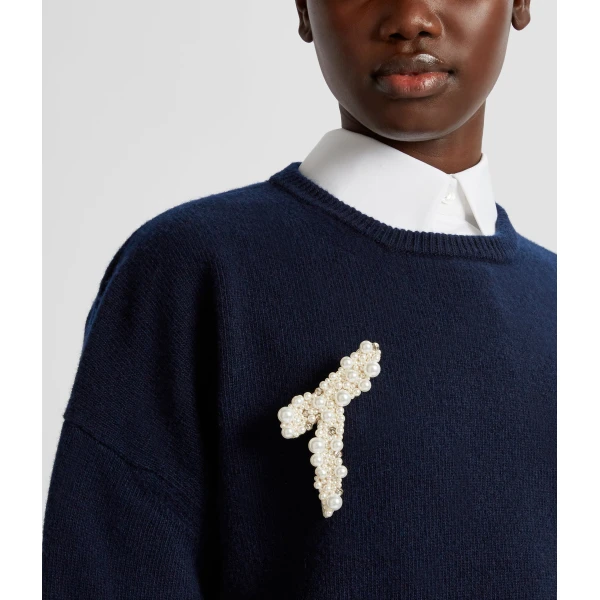 Erdem Pearl Alphabet Brooch T | Brooches & Pins | Luxury Shoes 