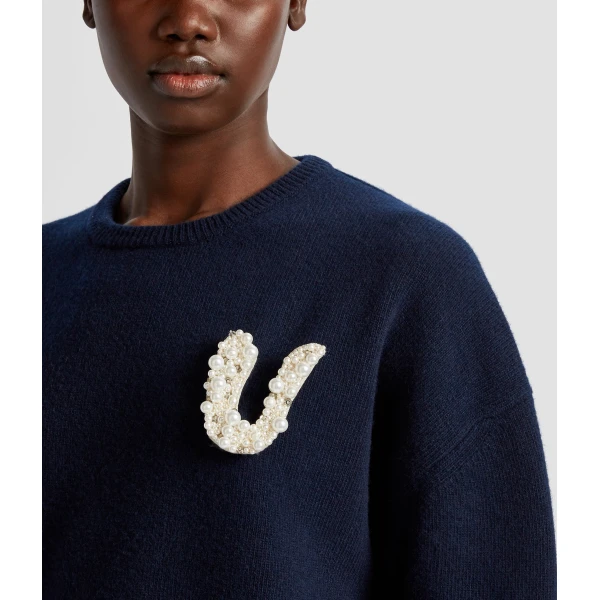 Erdem Pearl Alphabet Brooch U | Brooches & Pins | Luxury Shoes 