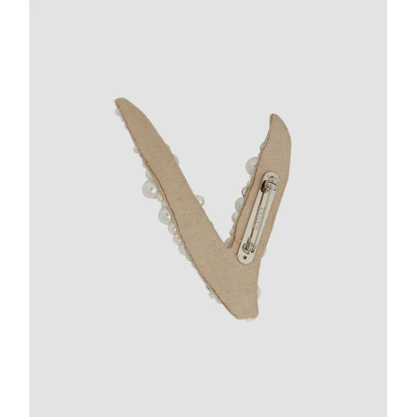 Erdem Pearl Alphabet Brooch V | Brooches & Pins | Luxury Shoes 