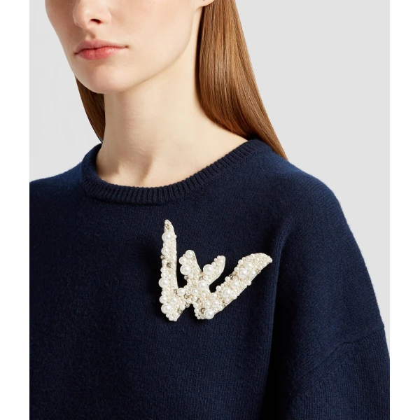 Erdem Pearl Alphabet Brooch W | Brooches & Pins | Luxury Shoes 
