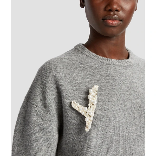 Erdem Pearl Alphabet Brooch Y | Brooches & Pins | Luxury Shoes 