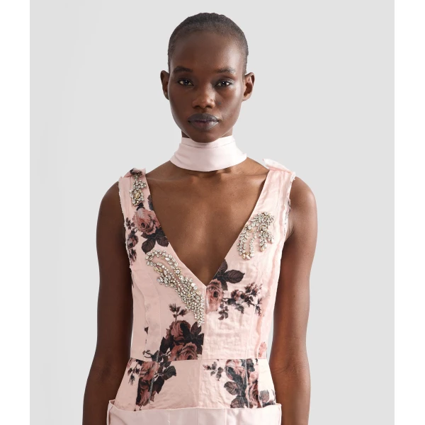 Erdem Satin Cady Neck Scarf in Pink | Scarves | Luxury Shoes 