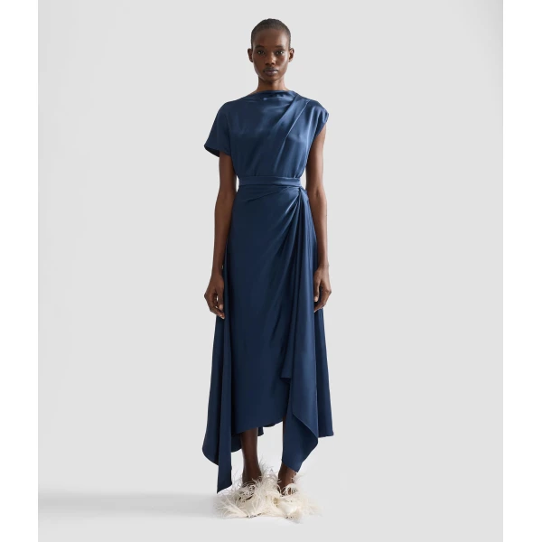Erdem Satin Draped Midi Skirt | Midi Skirts | Luxury Shoes 