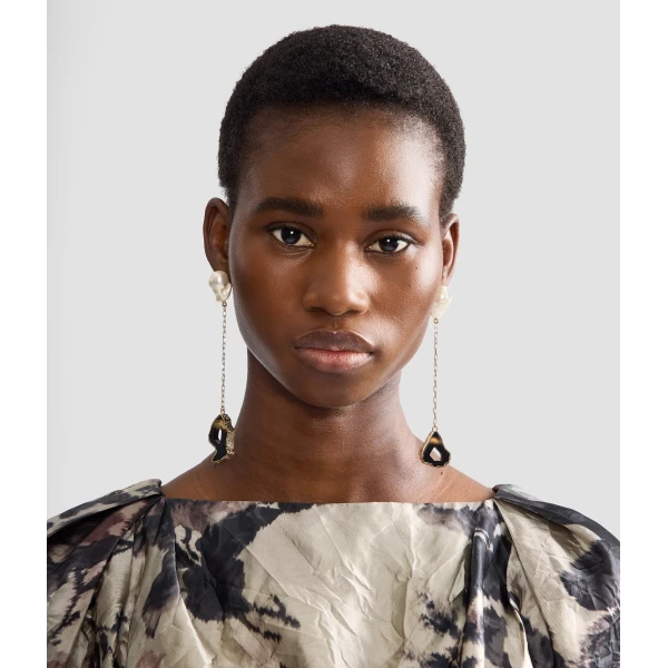Erdem Stone Drop Earring in Black Agate | Earrings | Luxury Shoes 