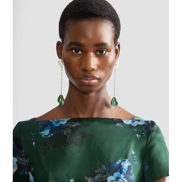 Erdem Stone Drop Earring in Green Agate | Earrings | Luxury Shoes 