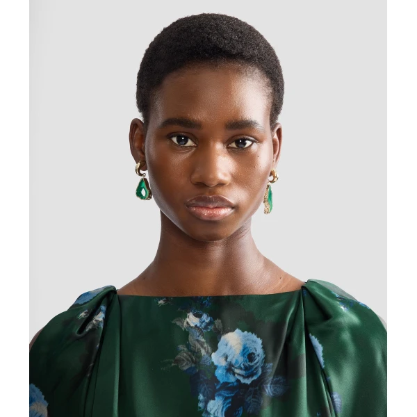 Erdem Stone Earring in Green Agate | Earrings | Luxury Shoes 