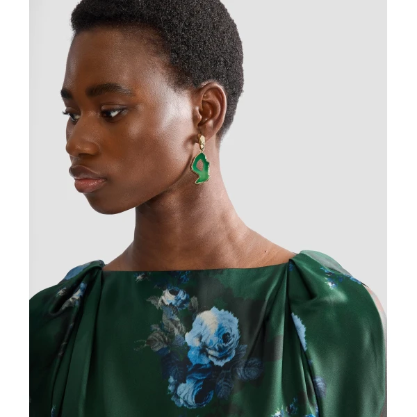 Erdem Stone Earring in Green Agate | Earrings | Luxury Shoes 