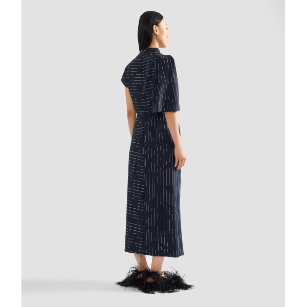 Erdem Stripe Tailoring Draped Midi Dress | Midi Dresses | Luxury Shoes 