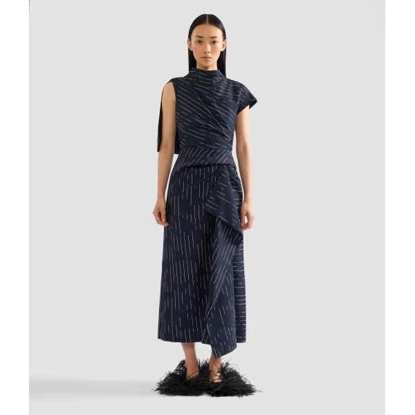 Erdem Stripe Tailoring Draped Midi Dress | Midi Dresses | Luxury Shoes 
