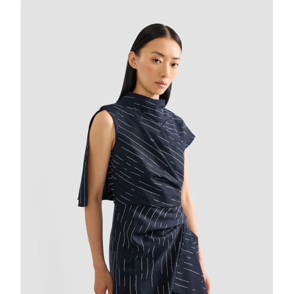 Erdem Stripe Tailoring Draped Midi Dress | Midi Dresses | Luxury Shoes 