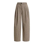 Beige monogram barrel-leg pants
