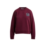Burgundy sweatshirt with embroidered monogram patch