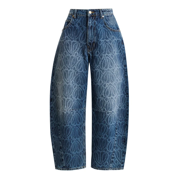 Monogram barrel-leg jeans