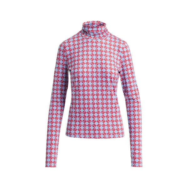 Monogram-print turtleneck top