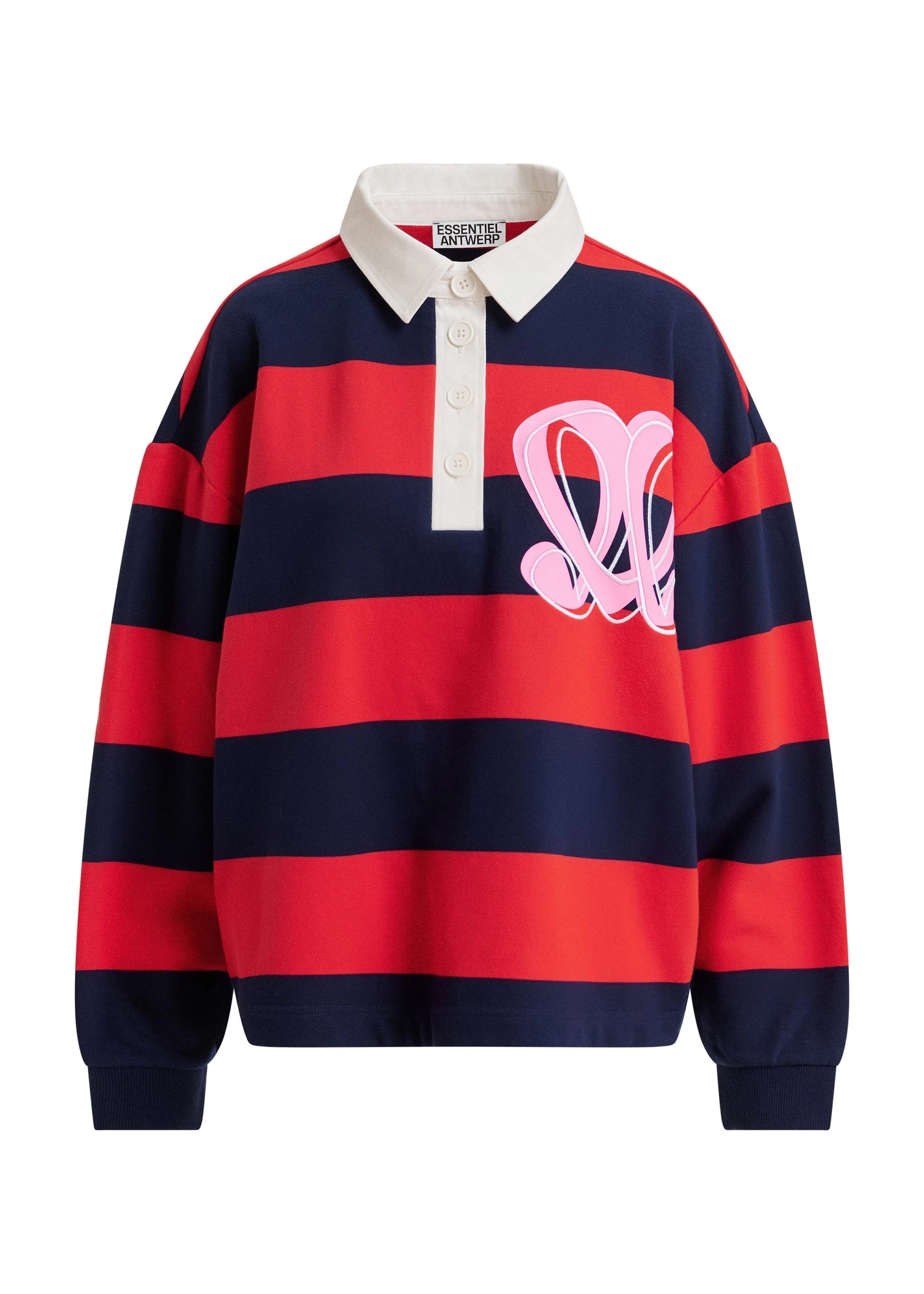 Essentiel Antwerp Monogram striped polo sweatshirt Monogram striped polo sweatshirt