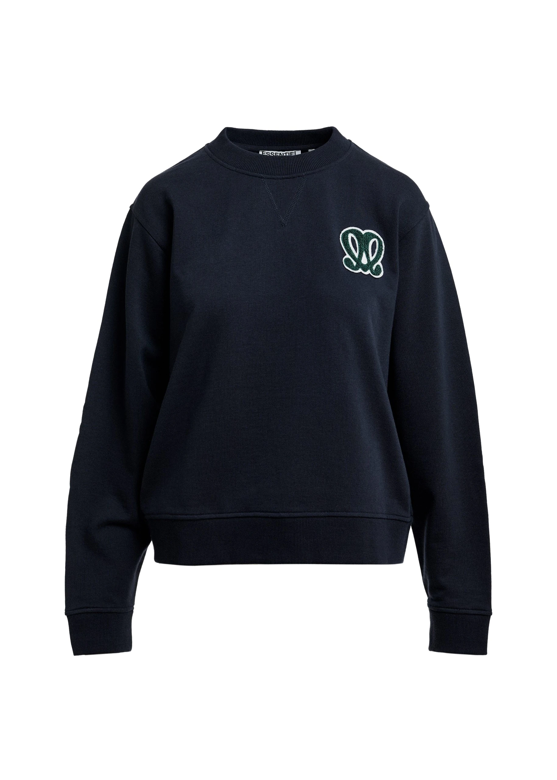 Essentiel Antwerp Navy sweatshirt with embroidered monogram patch Navy sweatshirt with embroidered monogram patch