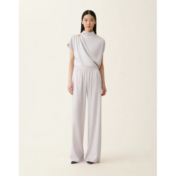 Fabiana Filippi Amelia Trousers in Glossy Enver Satin, Stone