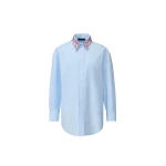 Fabiana Filippi Boyfriend Poplin Shirt in Light Blue and Red