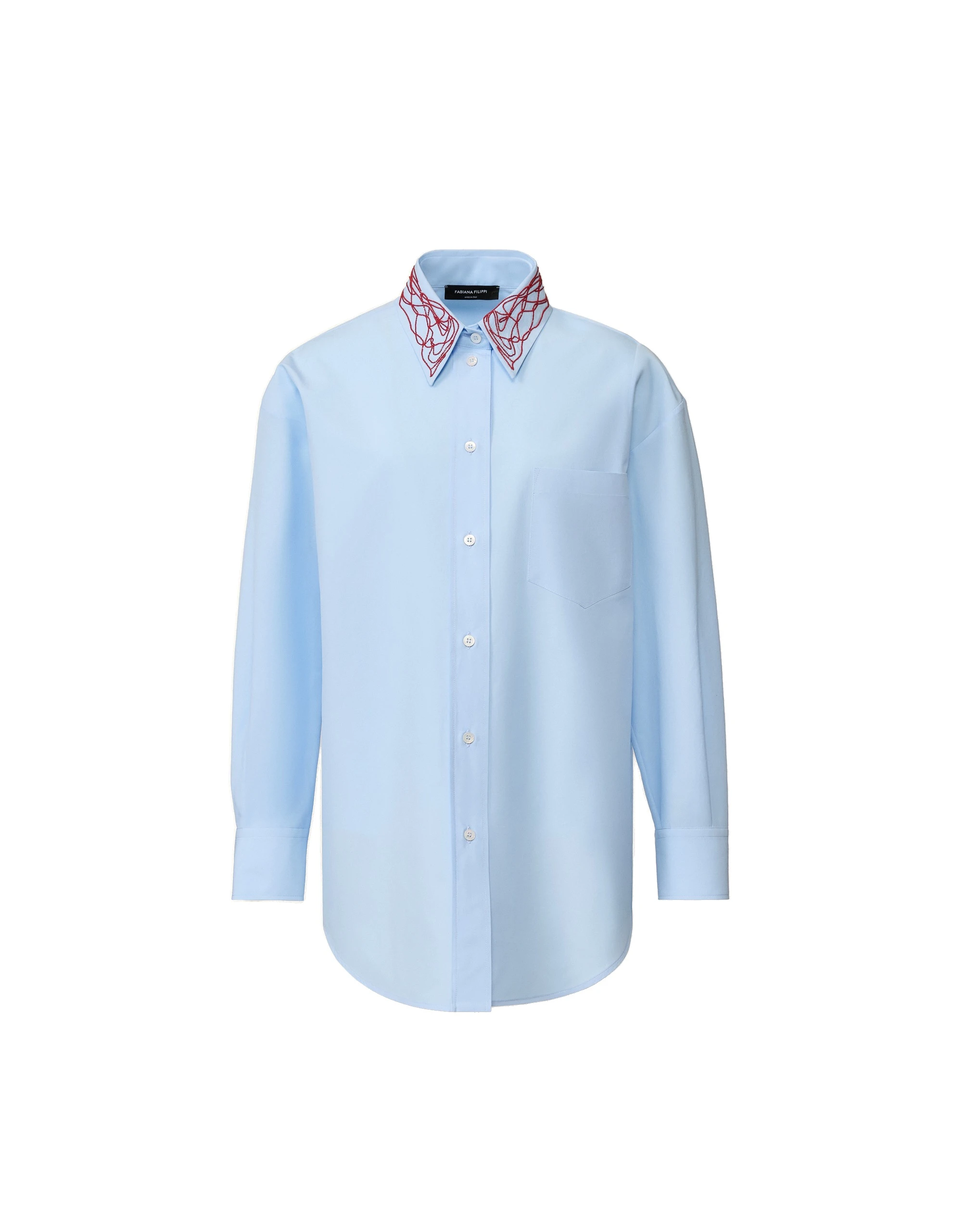 Fabiana-Filippi-Boyfriend-Poplin-Shirt-in-Light-Blue-and-Red Fabiana Filippi Boyfriend Poplin Shirt in Light Blue and Red