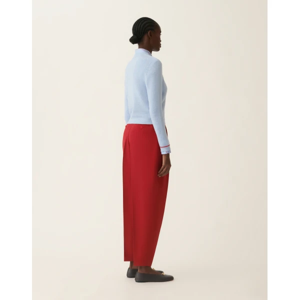 Fabiana Filippi Brushed Platinum Cardigan in Light Blue and Red
