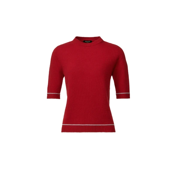 Brushed Platinum Sweater in Red and Light Blue