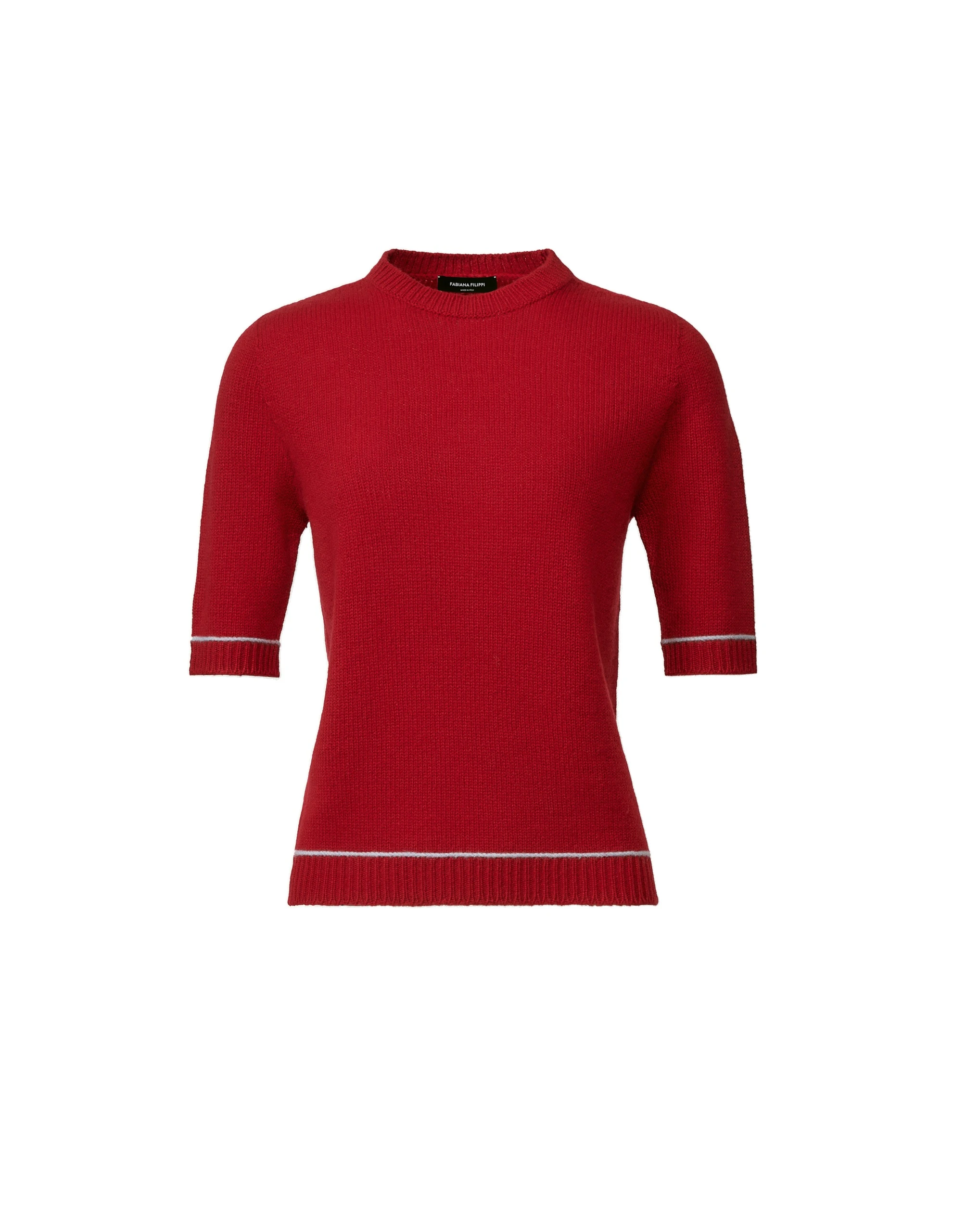 Fabiana-Filippi-Brushed-Platinum-Sweater-in-Red-and-Light-Blue Fabiana Filippi Brushed Platinum Sweater in Red and Light Blue