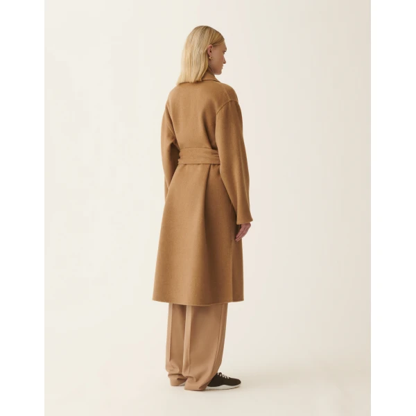 Fabiana Filippi Cashmere Double Robe Coat in Rattan