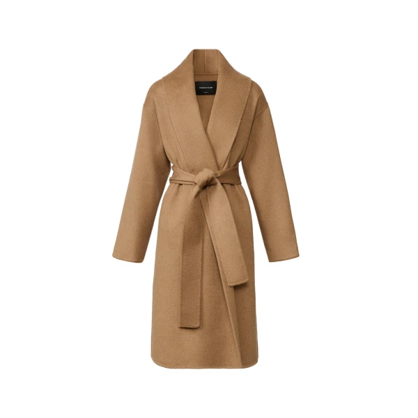 Cashmere Double Robe Coat in Rattan