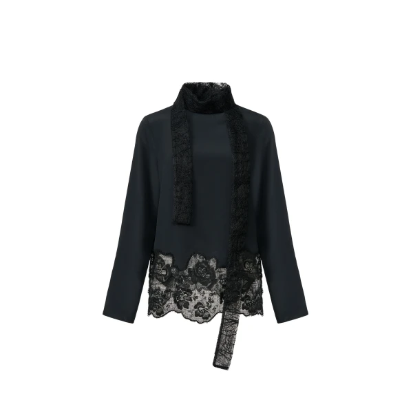 Crêpe de Chine Top in Black