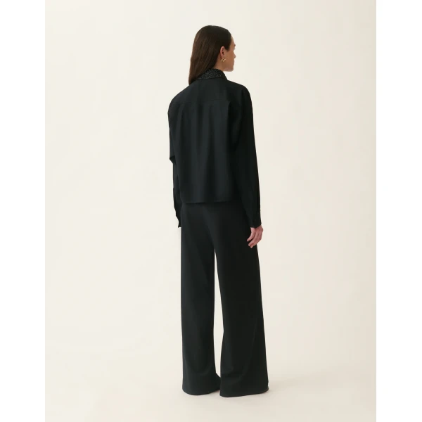 Fabiana Filippi Cropped Flannel Shirt in Black