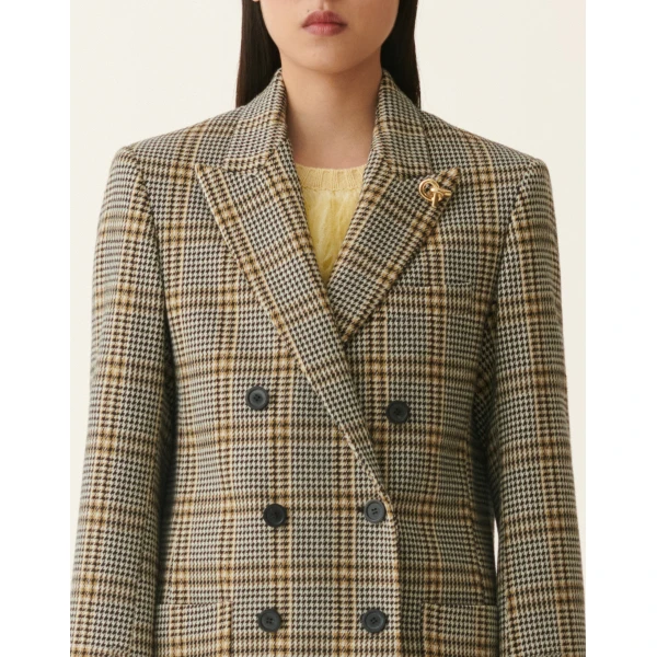 Fabiana Filippi Double-Breasted Check Jersey Jacket in Gray