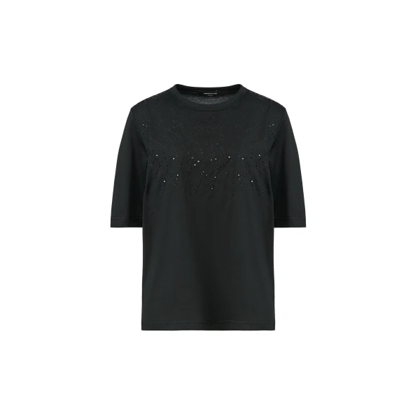 Embroidered Jersey T-shirt in Black