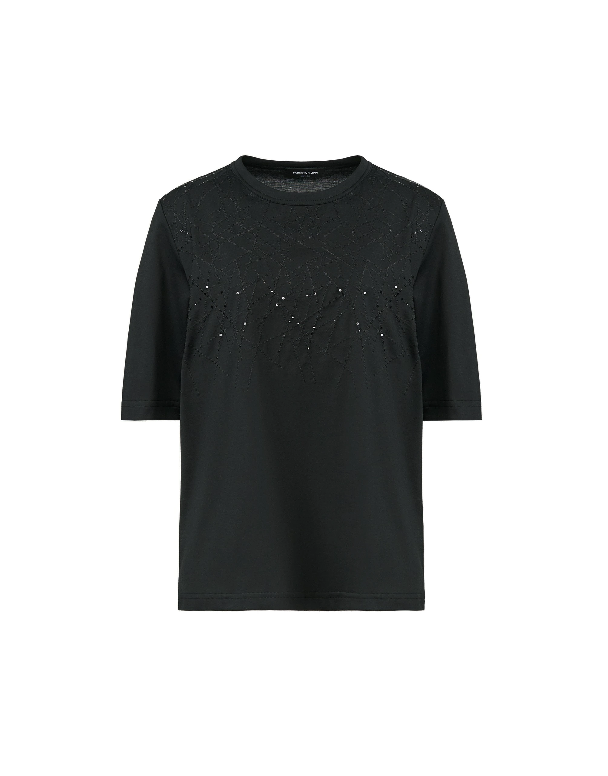 Fabiana-Filippi-Embroidered-Jersey-T-shirt-in-Black Fabiana Filippi Embroidered Jersey T-shirt in Black