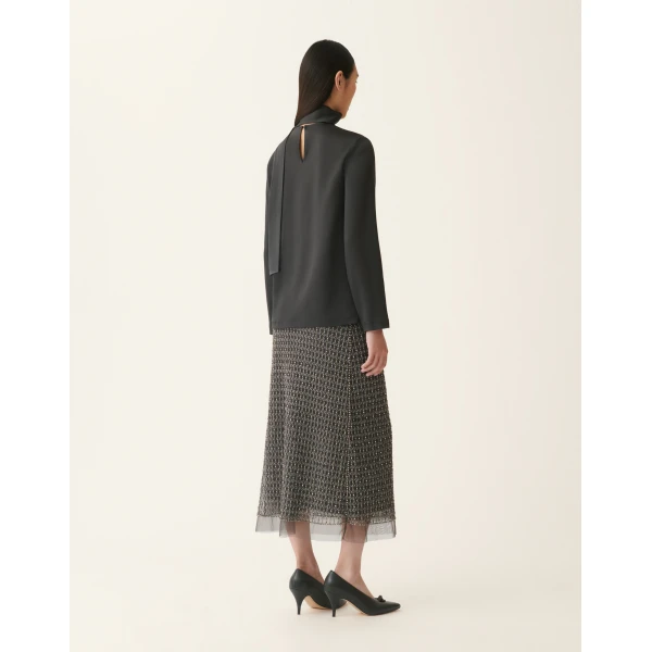 Fabiana Filippi Enver Satin Top in Charcoal