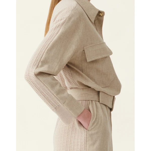 Fabiana Filippi Flannel Safari Dress in Greige