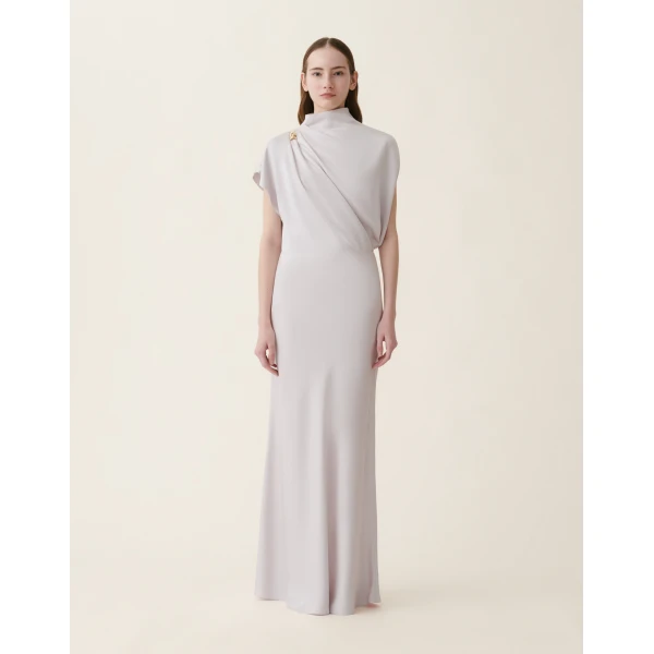 Fabiana Filippi Glossy Enver Satin Skirt in Stone