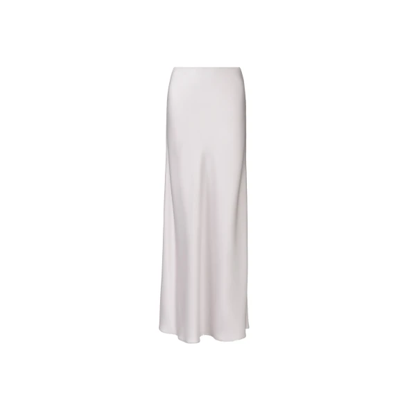 Glossy Enver Satin Skirt in Stone