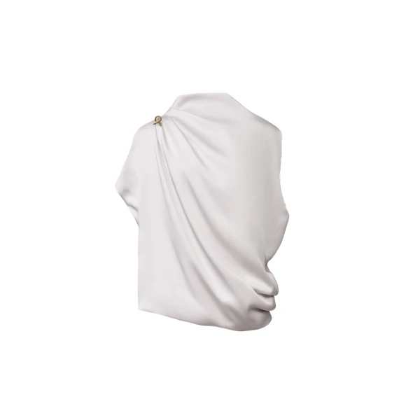 Glossy Enver Satin Top in Stone