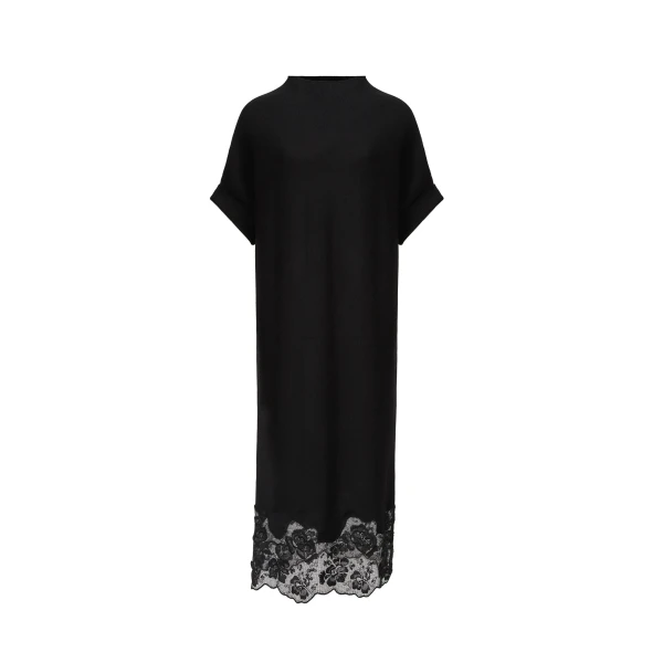 Kimono Wool Dress in Black
