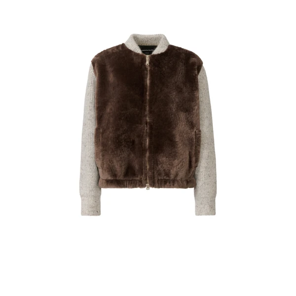 Merino Shearling Bomber Jacket in Falcon