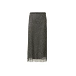 Fabiana Filippi Moonlight Embroidered Tulle Midi Pencil Skirt in Charcoal