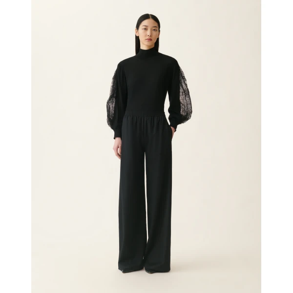 Fabiana Filippi Oversized Cargo Flannel Trousers in Black